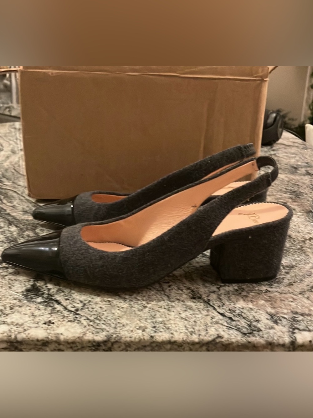 J. Crew block heel flannel pump - NEVER WORN